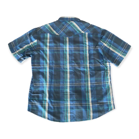 VTG 80s Wrangler Rustler Pearl Snap Plaid Western Cowboy Short Sleeve Shirt - Picture 4 of 4